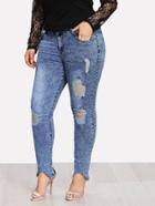 Shein Distressed Bleach Wash Jeans