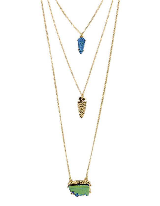 Shein Blue Three Layers Pendant Necklace