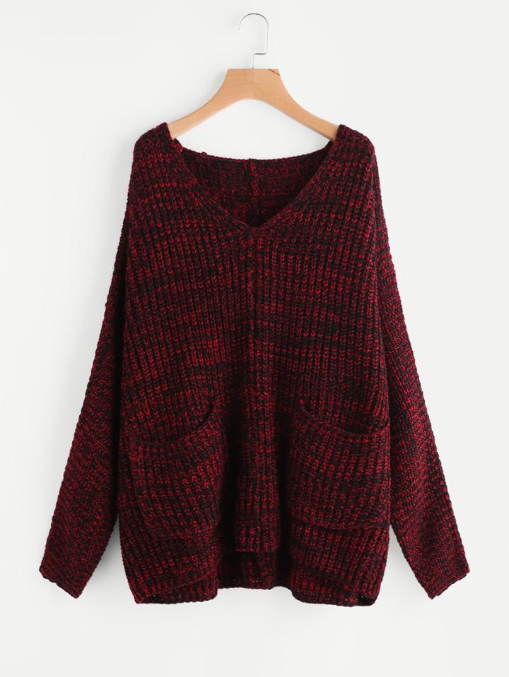 Shein Marled Knit Patch Pocket Boxy Jumper