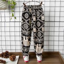 Shein Girls Ornate Print Elastic Foot Drawstring Pants