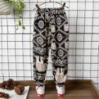 Shein Girls Ornate Print Elastic Foot Drawstring Pants