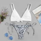 Shein Knot Back With Random Snake Print Bikini Set