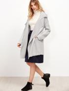 Shein Grey Notch Collar Drop Shoulder Sweater Coat