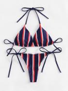 Shein Tie Side Striped Bikini Set