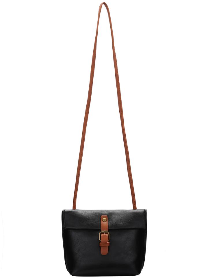 Shein Black Buckle Magnetic Satchel Bag