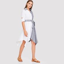 Shein Asymmetrical Hem Contrast Striped Dress
