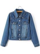 Shein Blue Button Up Denim Jacket