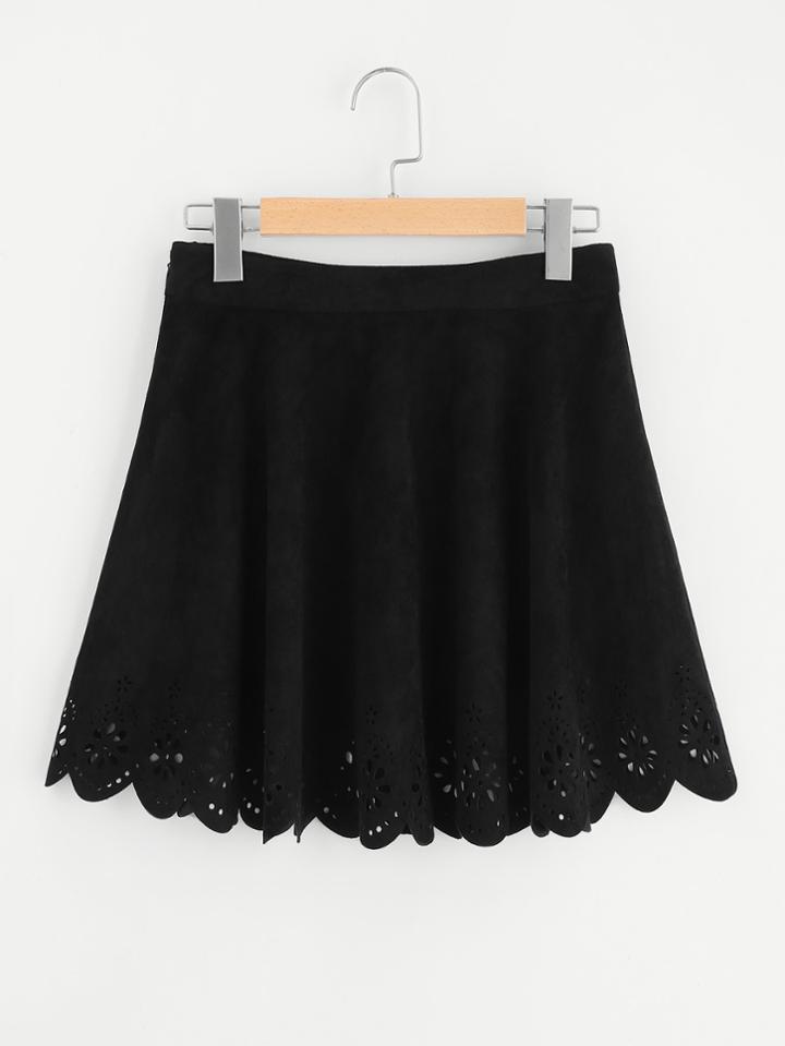 Shein Scallop Laser Cut Suede Skirt