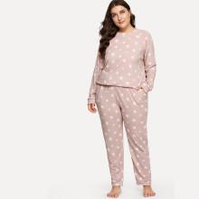 Shein Plus Star Print Top & Pants Pj Set