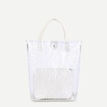 Shein Clear Design Tote Bag With Inner Pouch