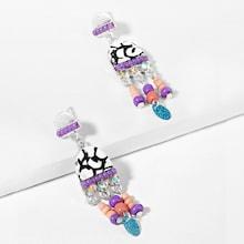 Shein Bead & Glitter Design Drop Earrings