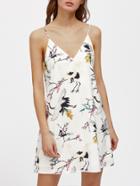 Shein Double V Cut Crane Print Cami Dress