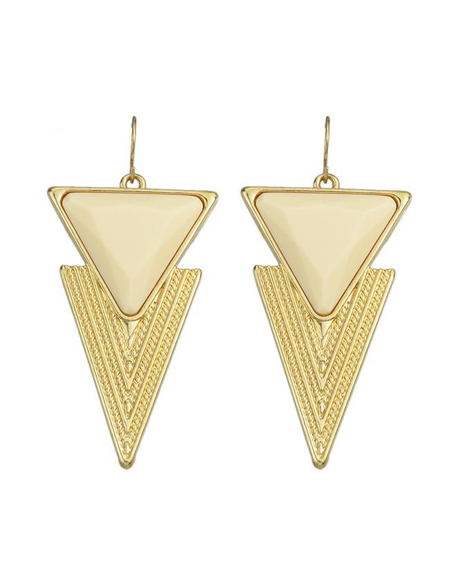 Shein Beige Enamel Triangle Drop Earrings
