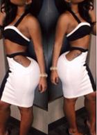 Rosewe Spaghetti Strap Crop Top And Mini Skirt