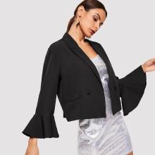 Shein Notched Collar Ruffle Cuff Blazer