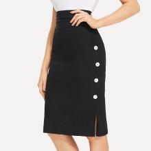 Shein Single Breasted Side Skirt