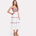 Shein Embroidered Bodice Frilled Dress