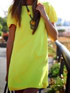 Shein Yellow Short Sleeve Casual Backless Dress