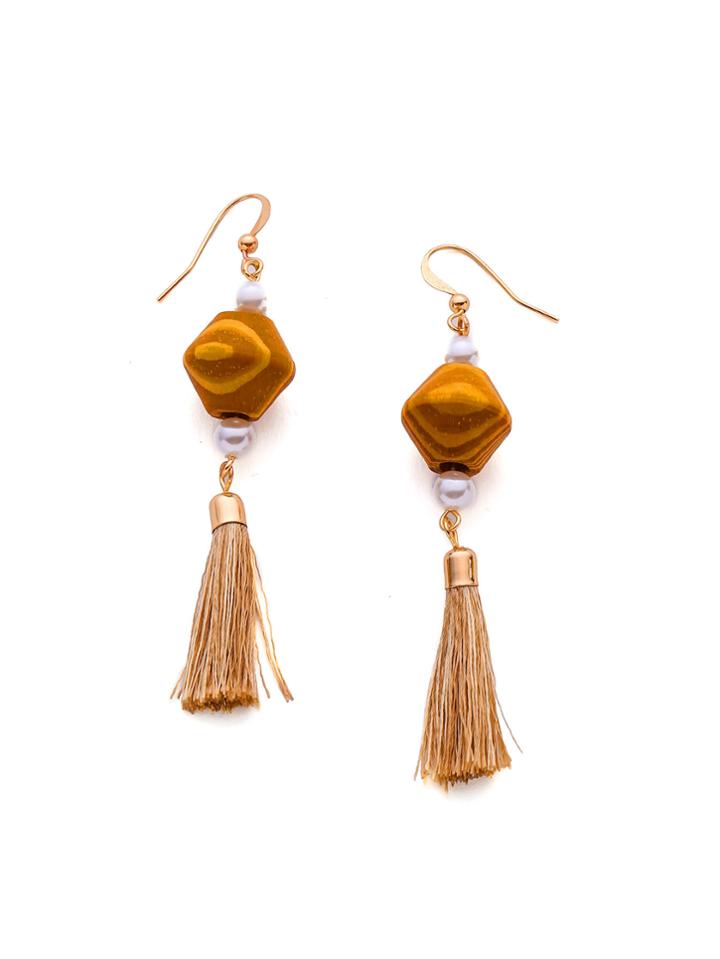 Shein Tassel & Faux Pearl Design Retro Earrings