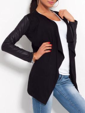 Shein Black Contrast Sleeve Drape Front Blazer
