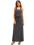 Shein Dark Grey Self-tie Waist Sleeveless Maxi Dress