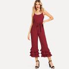 Shein Knot Detail Tiered Hem Jumpsuit
