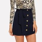Shein Button Front Belted Bodycon Skirt