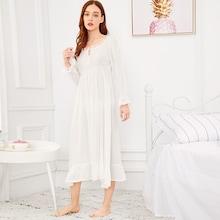 Shein Frill Trim Ruffle Hem Night Dress