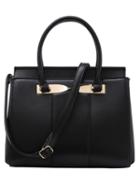 Shein Twist Metal Plate Embellished Structured Tote Bag - Black