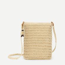 Shein Beads Detail Straw Crossbody Bag