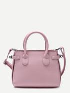 Shein Pink Pu Zipper Closure Handbag With Strap