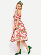 Shein Allover Rose Print Bardot Fit & Flare Dress