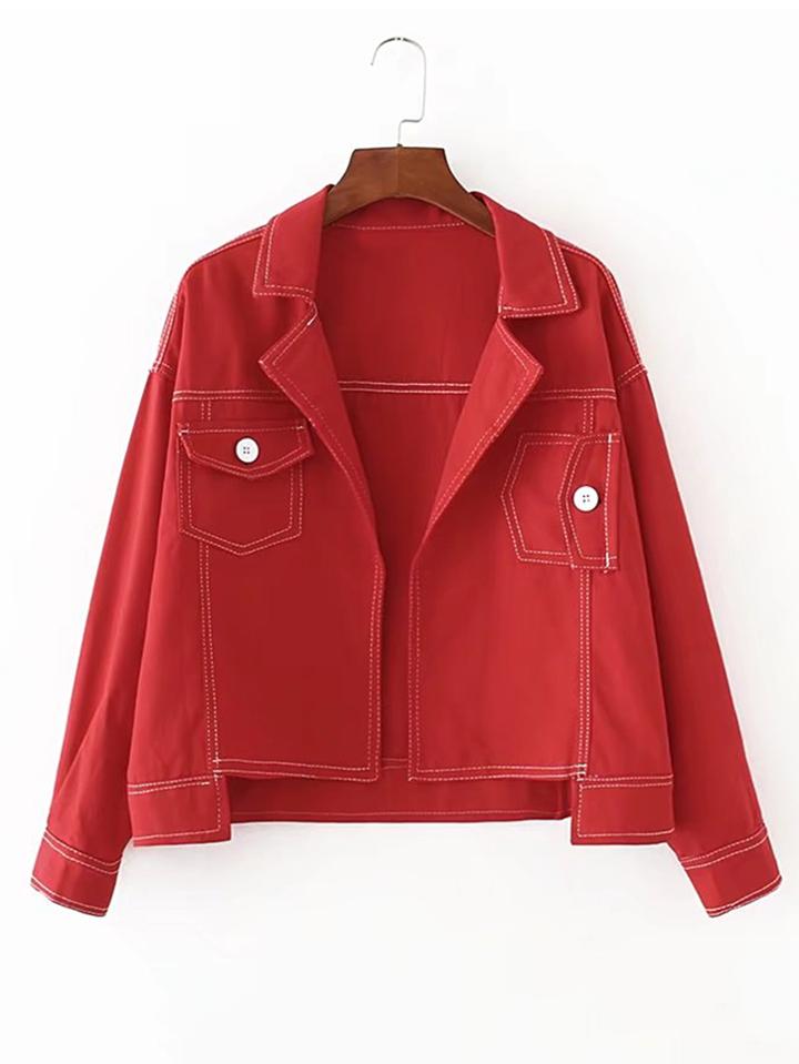 Shein Cut Out Hem Flap Pocket Denim Jacket