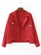 Shein Cut Out Hem Flap Pocket Denim Jacket