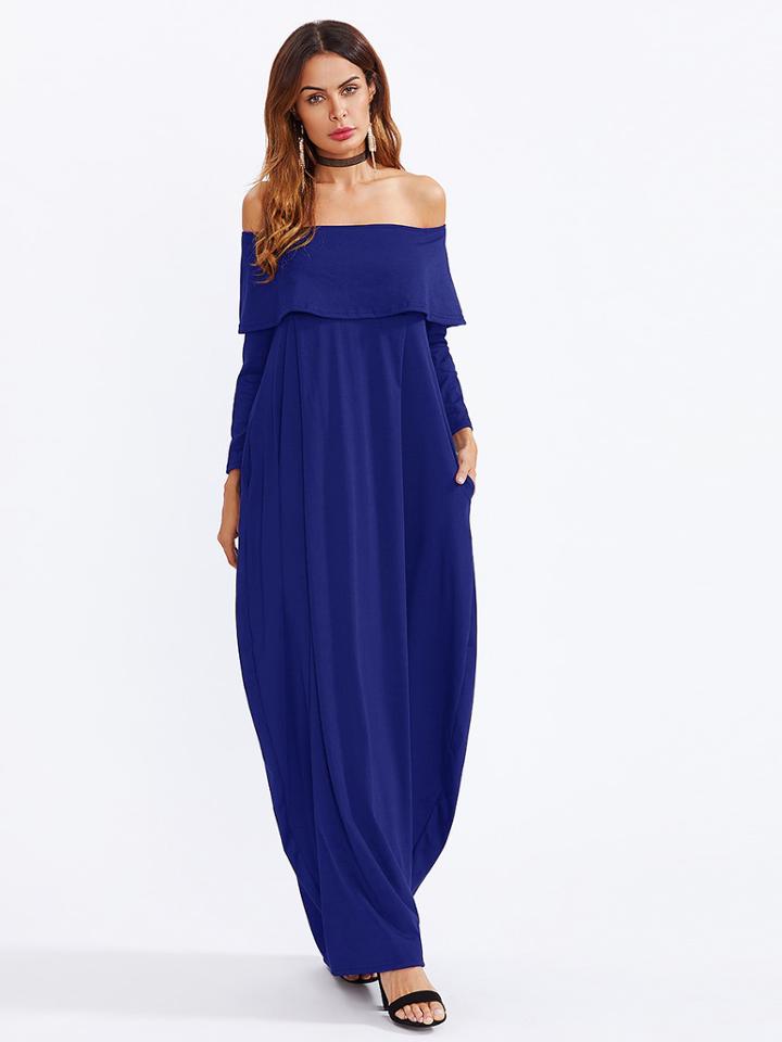Shein Fold Over Off Shoulder Cocoon Maxi Dress
