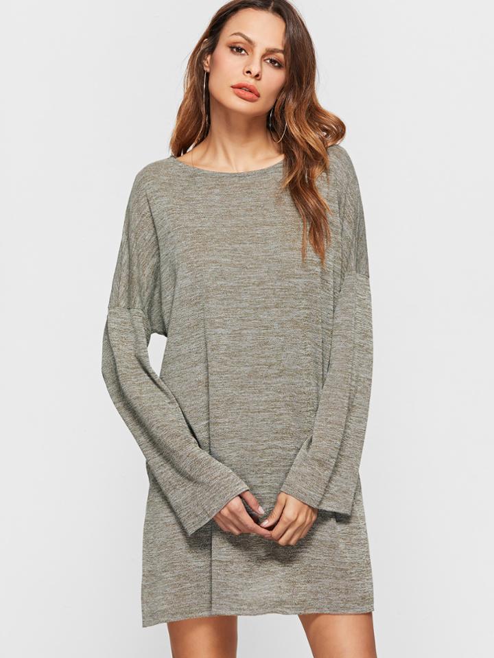 Shein Marled Knit Drop Shoulder Seam Split Side Dress