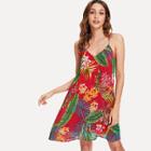 Shein Tropical Print Halter Dress