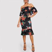 Shein Flounce Layered Neck Floral Dress