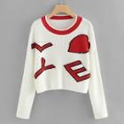 Shein Contrast Neck Lettering Jumper