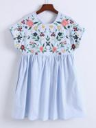 Shein Flower Embroidery Cap Sleeve Dress