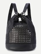 Shein Black Nylon Metal Trim Bucket Backpack