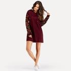 Shein Camo Sleeve Hooded Sweatshirt Dress