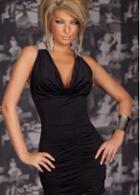 Rosewe Noble Style Backless V Neck Black Dress With Rhinestone