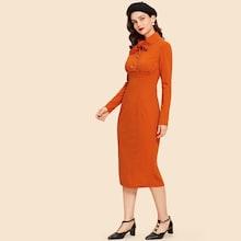 Shein Button Half Placket Bodycon Dress