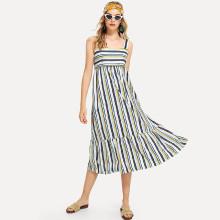 Shein Tie Back Pep Hem Striped Dress