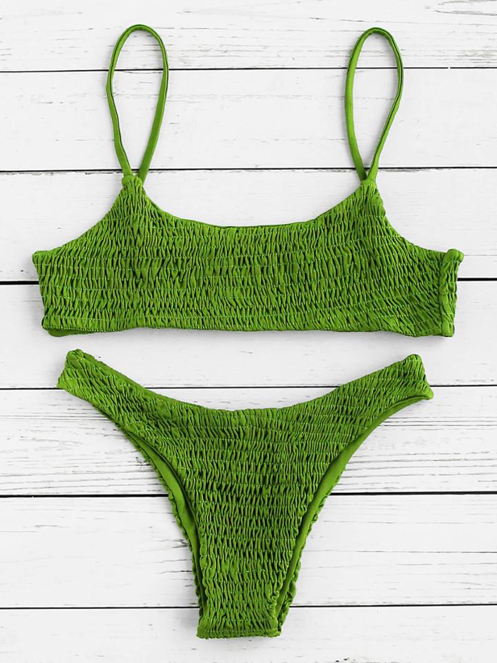 Shein Shirred Sexy Bikini Set