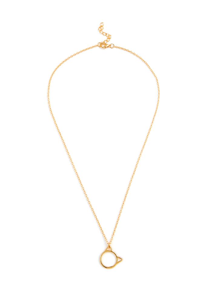 Shein Hollow Cat Pendant Chain Necklace