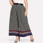 Shein Plus Color Block Hem Plaid Wide Leg Pants