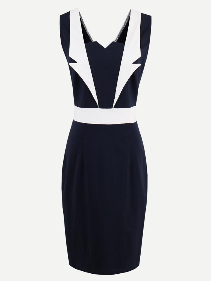 Shein Contrast Panel V Back Slim Dress