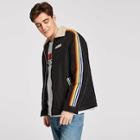 Shein Men Rainbow Striped Zip Up Windbreaker Jacket